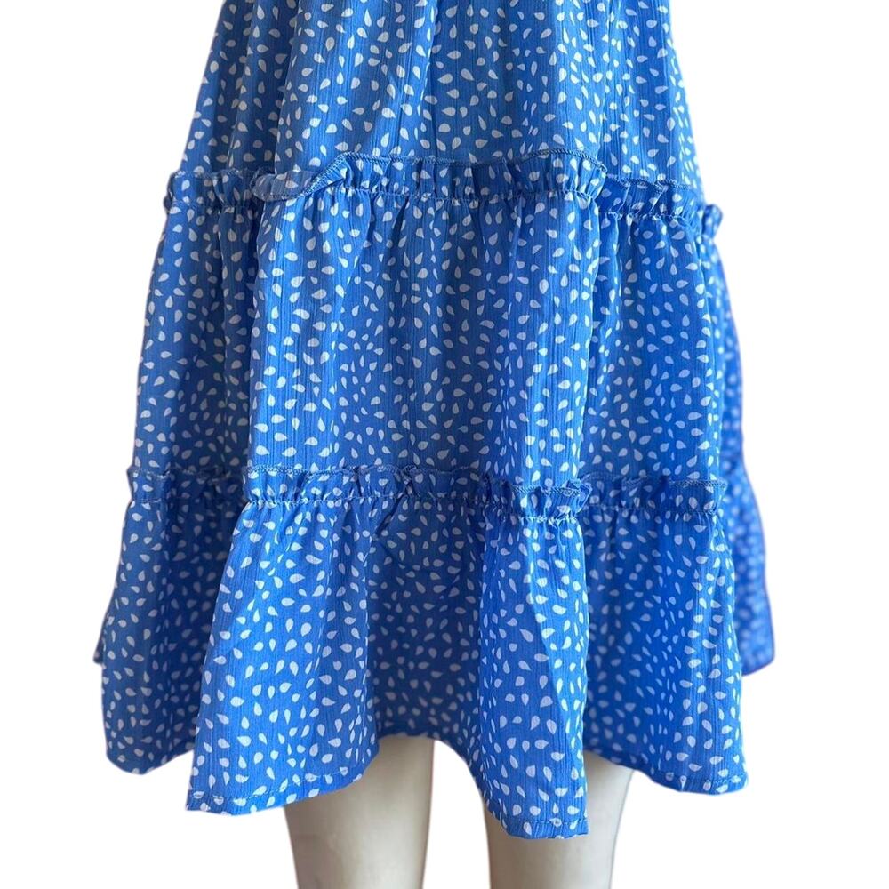 Womens Dress Size Small Blue Ruffles Summer Girly Cottage Garden Party Vacation - Picture 3 of 8
